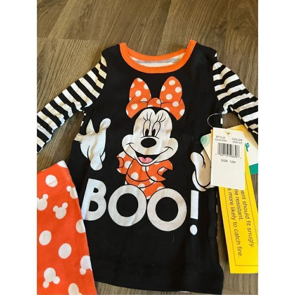 Disney Minnie Mouse Boo Halloween 2pc Jammy Set Girls Size 12 Month NEW